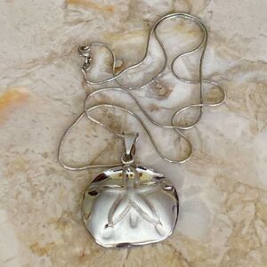 925 Sterling Silver Large Starfish Pendant on 24” Sterling Silver Snake Chain
